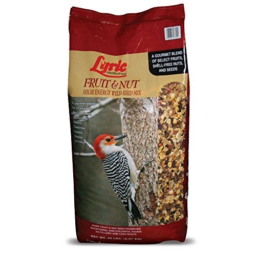 Lyric Fruit and Nut Wild Bird Seed High Energy Wild Bird Food Mix Attracts Woodpeckers Chickadees Other Songbirds 20 lb Bag - Image 1