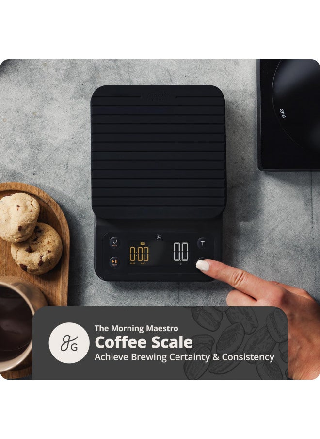 Greater Goods Digital Accurate Coffee Scale for Pour-Over Maker, with Timer for Great French Press and General Kitchen Use, Designed in St. Louis, (Onyx Black)