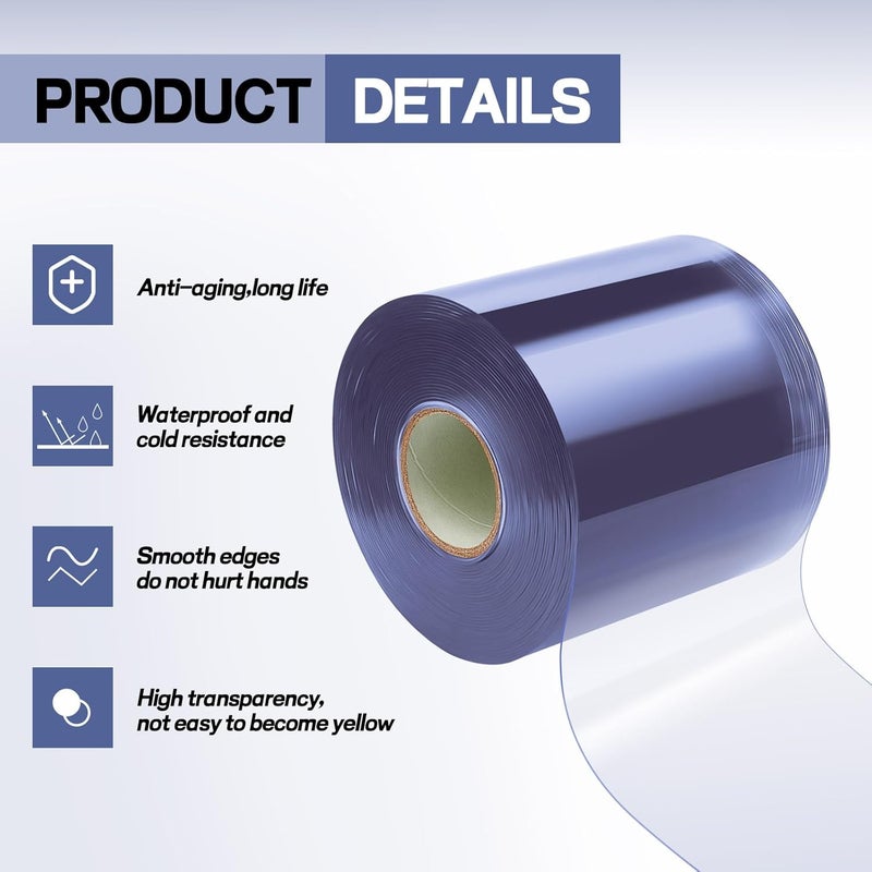 Moukeren Moukeren 50 ft Plastic Door Curtain 8 Width x 008 Thickness Walk in Cooler Curtains Freezer Curtain Smooth Waterproof Clear PVC Strip for Garage Warehouse - Image 3