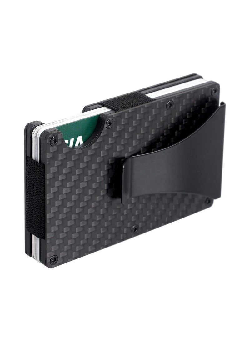 SOLARAE Metal Wallet Carbon Fiber Credit Card Holder with Metal Money Clip NFC RFID Blocking Slim Metal Wallet Purse for Men - Image 1