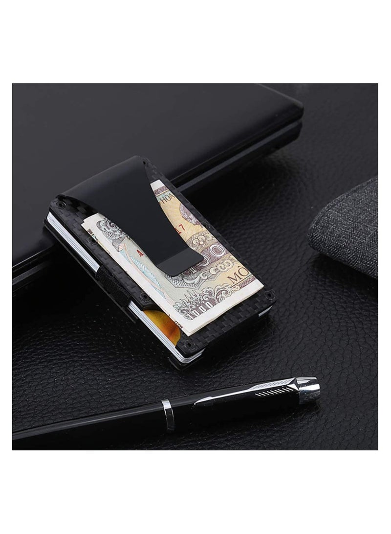 SOLARAE Metal Wallet Carbon Fiber Credit Card Holder with Metal Money Clip NFC RFID Blocking Slim Metal Wallet Purse for Men - Image 3