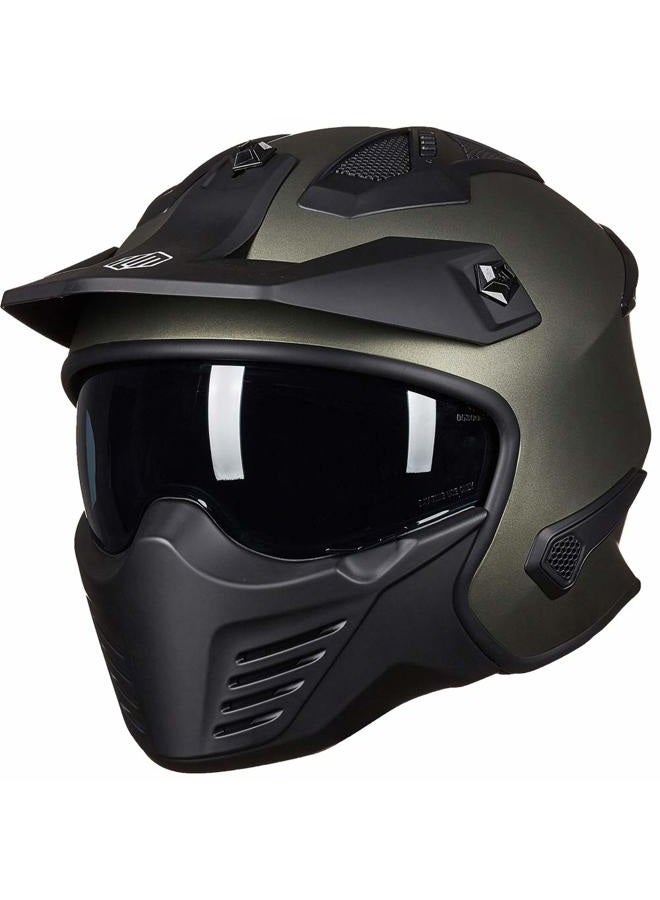 ILM Open Face Motorcycle 3/4 Half Helmet for Dirt Bike Moped ATV UTV Motocross Cruiser Scooter DOT Model 726X (Midnight Green,L) - Image 1