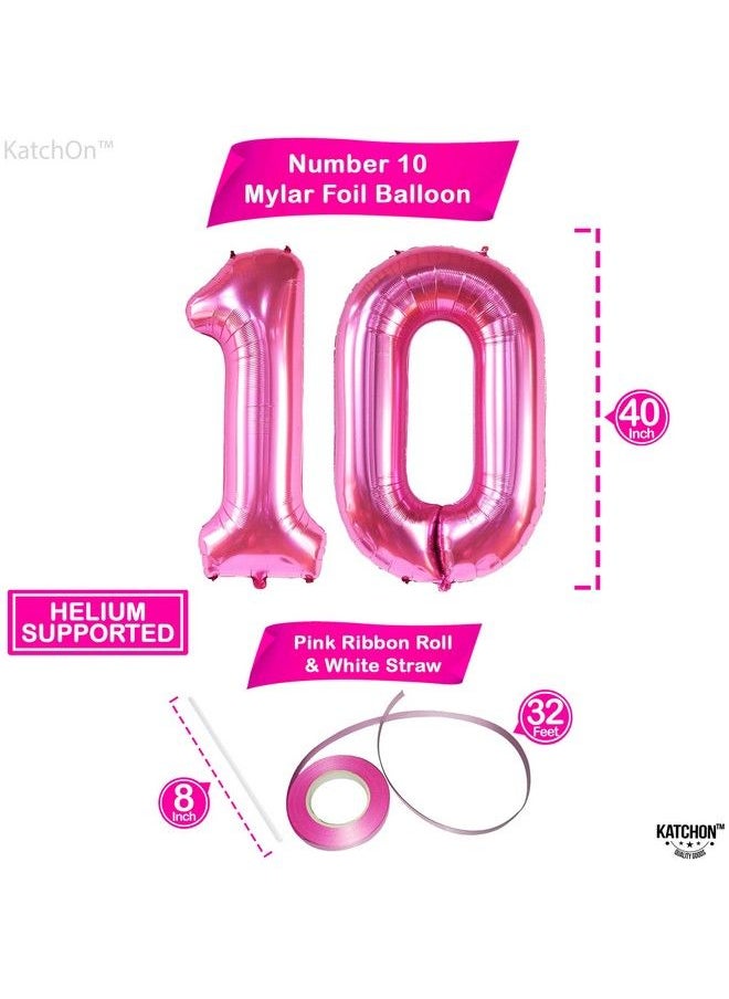 KATCHON Hot Pink 10 Balloon Number 40 Inch ; Hot Pink 10 Birthday Balloon ; 10Th Birthday Decorations For Girl ; Pink Number 10 Balloon ; 10Th Birthday Balloons For 10 Year Old Balloons For Girls  - Image 5