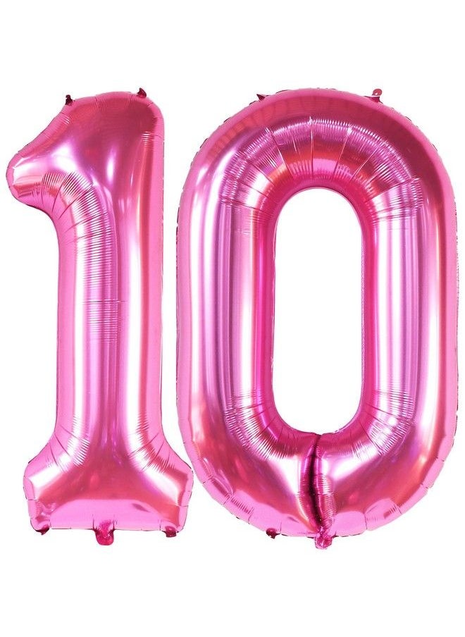 KATCHON Hot Pink 10 Balloon Number 40 Inch ; Hot Pink 10 Birthday Balloon ; 10Th Birthday Decorations For Girl ; Pink Number 10 Balloon ; 10Th Birthday Balloons For 10 Year Old Balloons For Girls  - Image 1