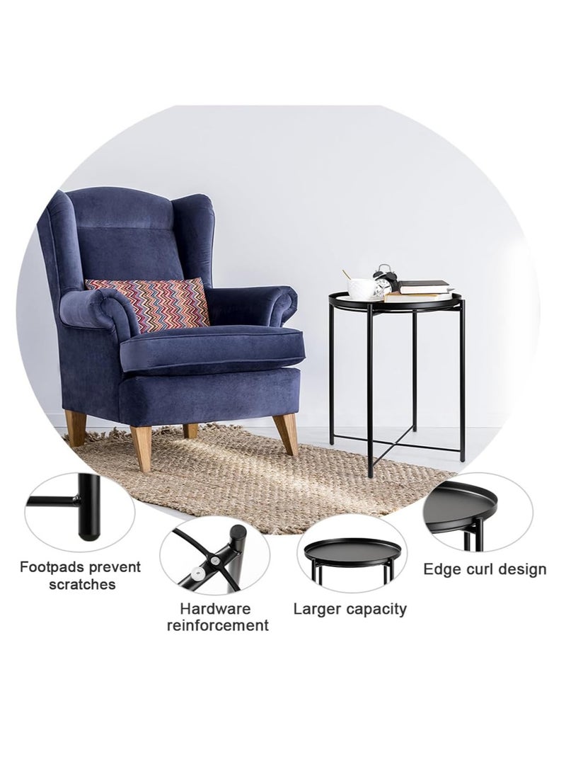 Metal Side Table End Table Small Coffee Table with Removable Tray Simple Bedside Table for Livingroom,Bedroom,Patio,Garden