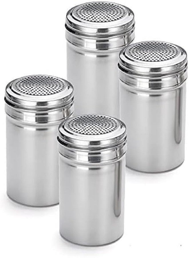 TrueCraftware- 10 oz Stainless Steel Dredge Shakers without Handle Set of 4- Seasonings Spice Shakers Cheese Shakers Chili Flakes Powder Shaker Sugar Spice Cans for Home Restaurant - Image 1