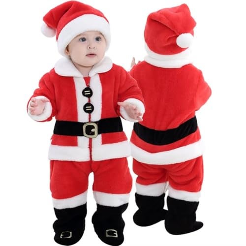 OLLULL Baby Santa Costumes Unisex Infant Dress Up Clothing Christmas Footed Romper36 Months
