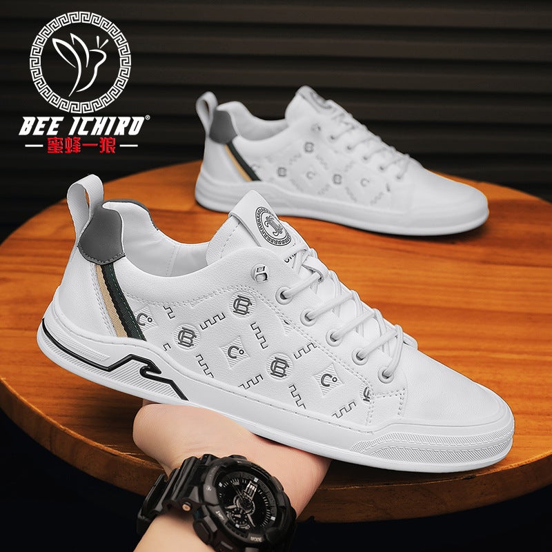 Bee One Wolf Men'S Shoes Breathable New Summer Lazy Casual Shoes Trendy Easiest For Match Genuine Leather Boy White Board Shoes - Image 1
