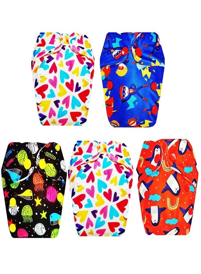 حفاضات قماشية فاخرة من دمبلدو للأطفال حديثي الولادة مع حشوة داخلية (عبوة من 5 قطع) | ملائمة ومريحة | تسمح بمرور الهواء | سريعة الجفاف | تغيير حفاضات بدون قلق | من 0 إلى 4 أشهر | للجنسين - Image 1