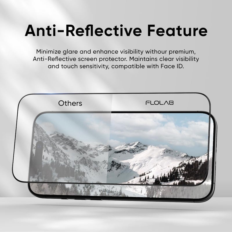 FLOLAB حماية شاشة FLOLAB NanoArmour ONETIME PRO لجهاز iPhone 17 Air، مضادة للانعكاس، PolarSpectra مضادة لقوس قزح، زجاج مقسى ثلاثي الأبعاد، معززة الحواف، سهلة التركيب، سلسة - Image 3