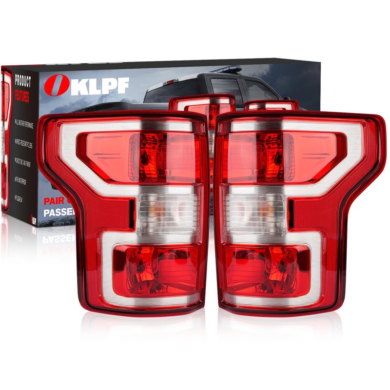 ضوء الفرامل الخلفي OKLPF متوافق مع فورد F150 2018 2019 2020 استبدال JL3Z13404H JL3Z13405H مجموعة ضوء الذيل الأحمر تشمل المصابيح والحزمة جانب السائق والراكب