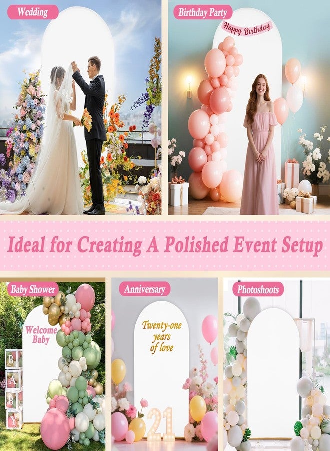 Dexpinzo 7.2 FT Arch Backdrop Cover, White Spandex Round Top Metal Arch Backdrop Stand Cover with Balloon Tie Tool for Wedding Ceremony Baby Shower Gender Reveal Birthday Party Photo Background Decorations - Image 5
