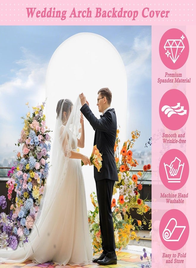 Dexpinzo 7.2 FT Arch Backdrop Cover, White Spandex Round Top Metal Arch Backdrop Stand Cover with Balloon Tie Tool for Wedding Ceremony Baby Shower Gender Reveal Birthday Party Photo Background Decorations - Image 3