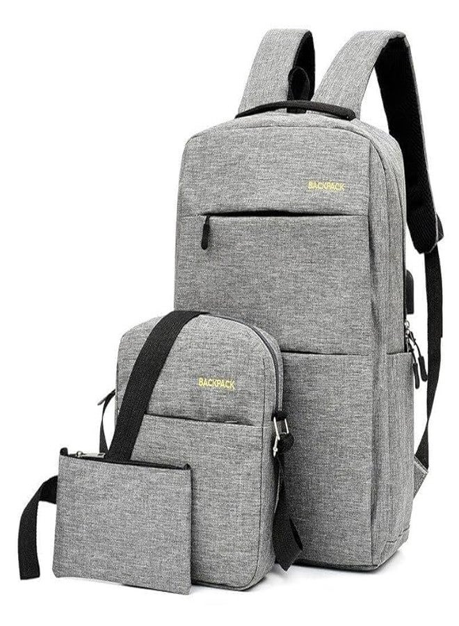 Vyoree 3 Pcs Backpack Set for Women & Men Lightweight, Durable, Water-Resistant Travel Backpack, Shoulder Bag & Pouch Combo Multi-Purpose Daypack with USB Charging Port - Image 1
