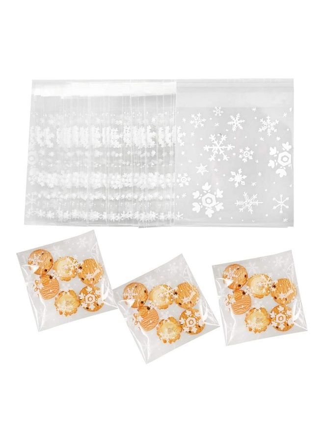 نيبمينينت مجموعة أكياس لحلوى الكوكيز مُزيّنة بتصميم ندفة ثلج مكونة من 200 قطعة شفاف 5.5 x 5.5بوصة - Image 3