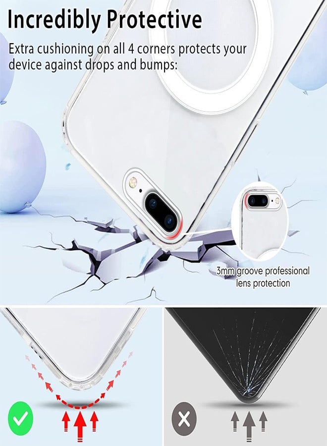 Magsafe Case for iPhone 7 Plus/8 Plus Magsafe Clear Cover Magnetic Wireless Charging Support, Shockproof Protection, Scratch-Resistant for iPhone 7 Plus/8 Plus - Clear - Image 3