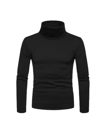 AUSK Men's High Neck Cotton Regular Fit T-Shirts(Black-Medium) - Image 5