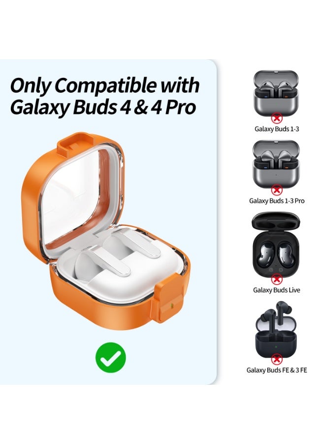 إيغوروف مناسب لسماعة رأس Galaxy Buds4/Buds4Pro Bluetooth واقية مضادة للسقوط، مضاد للسقوط، غطاء سماعة رأس Buds4Pro بلون شفاف قوس قزح، بما في ذلك مجموعة أدوات التنظيف، (برتقالي) - Image 4