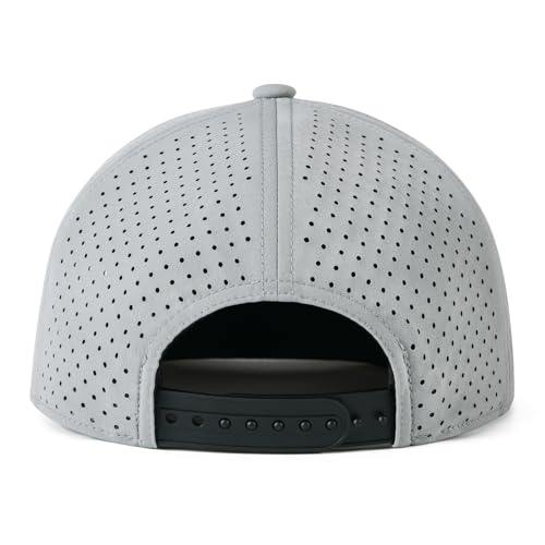 FEINION Men Flat Brim Adjustable Performance Hat Snapback Laser Perforated Baseball Cap (Grey) - Image 5