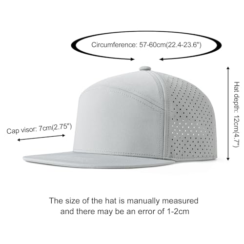 FEINION Men Flat Brim Adjustable Performance Hat Snapback Laser Perforated Baseball Cap (Grey) - Image 4