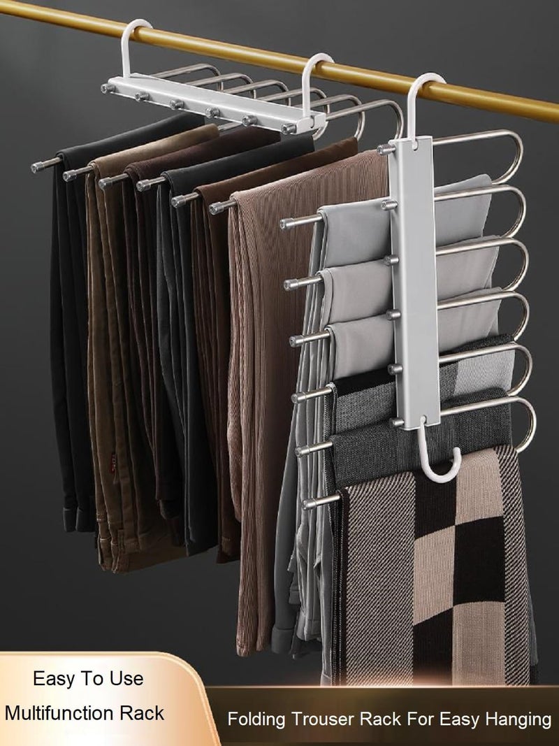 Lxoice 6 in 1 Stainless Steel Foldable for Clothes Hanging, Pant Hangers for Wardrobe, Hanger Clothes Organizer, Hanger Organizer, Trouser Hangers for Wardrobe Pack of 1 (Black) - Image 3
