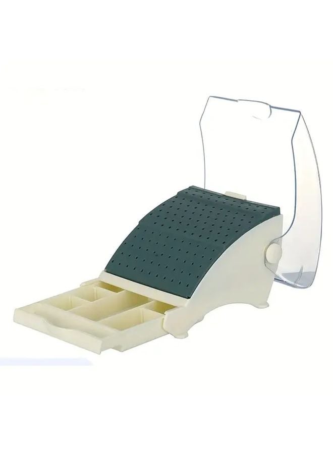 Beige And Green 142 Hole Bur Organizer With Smooth Sliding Drawers Durable Plastic Storage - Image 2