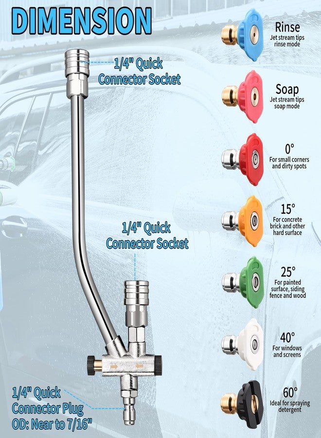 Balabulala Foam Cannon Dual Connector Accessory,Pressure Washer Double Tip Attachment for Foam Blaster with 7 Power Washer Sprayer Nozzles, 1/4" Quick Connect, 3600 PSI - Image 2