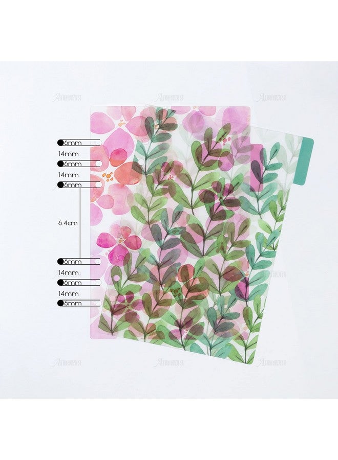 AUEAR 12 Pack A5 Binder Index Dividers Plastic Insertable Index Tab Binder Dividers Translucent For 6Ring Planner Cards Notebook Travel Diary Journal (Floral Series Design)  - Image 2