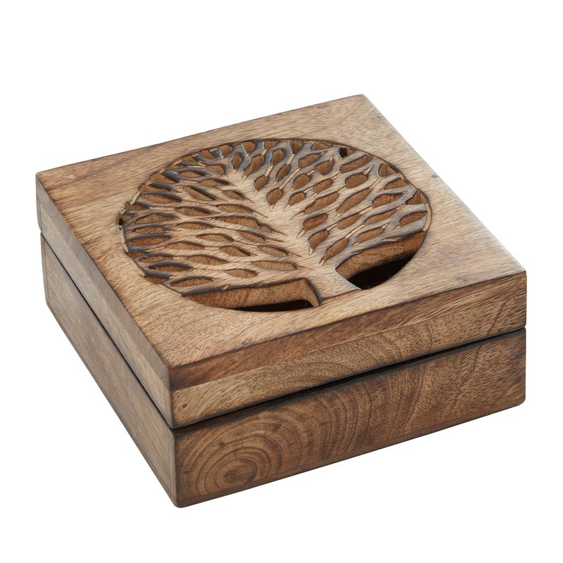 Deco 79 Mango Wood Floral Decorative Box Decorative Keepsake Boxes with Hinged Lid, Set of 3 Storage Boxes, Cream - Image 5