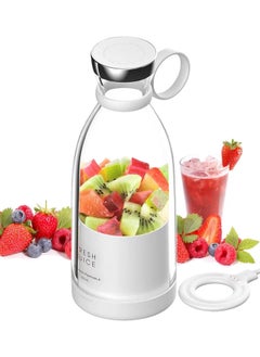 Personal Blender for Shakes and Smoothies - Hand Held Portable Blender USB Rechargeable - Powerful Mini Fresh Juice blender bottle for Gym (White)