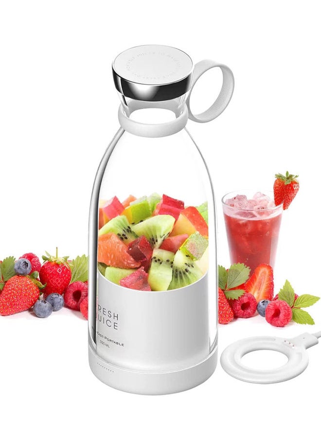 SHOPI - Personal Blender for Shakes and Smoothies - Hand Held Portable Blender USB Rechargeable - Powerful Mini Fresh Juice blender bottle for Gym (White) - Image 1