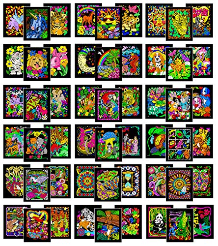Stuff2Color Colossal Pack of 54 Fuzzy Velvet Coloring Posters (All Unique Designs) - Bulk Crafts and Coloring Activity for All Ages - Great for Group Projects, Assisted Living, Classrooms, and Rehab Centers - Image 1