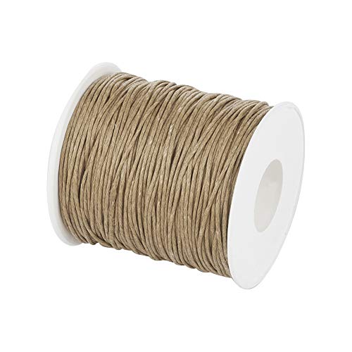 BB Beadthoven Beadthoven 100 Yards 1mm Waxed Cotton Thread Beading Cord for Jewelry Making Braiding Bracelet Necklace Leather Sewing DIY Craft Macrame Supplies Waxed String with Spool (Burlywood) - Image 1