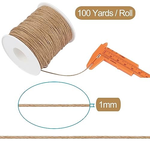 BB Beadthoven Beadthoven 100 Yards 1mm Waxed Cotton Thread Beading Cord for Jewelry Making Braiding Bracelet Necklace Leather Sewing DIY Craft Macrame Supplies Waxed String with Spool (Burlywood) - Image 2