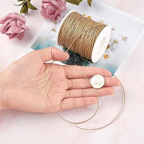 BB Beadthoven Beadthoven 100 Yards 1mm Waxed Cotton Thread Beading Cord for Jewelry Making Braiding Bracelet Necklace Leather Sewing DIY Craft Macrame Supplies Waxed String with Spool (Burlywood) - Image 5