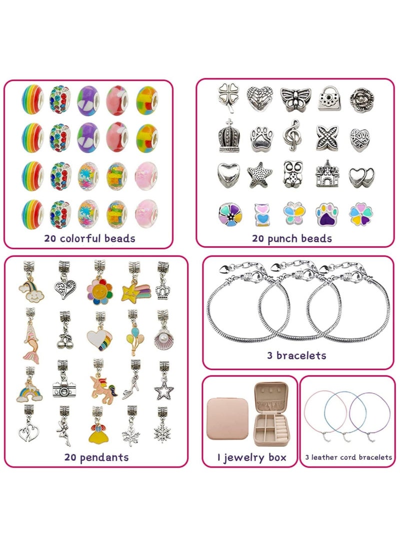AUTOYSUR Bracelet Making Kit for Girls,68PCs Charm Bracelets Kit with Jewelry Box, Jewelry Charms, Bracelets for DIY Craft, Jewelry Gift for Adults and Kids，Present For 8-12 Year Old Girl (rainbow)  - Image 2