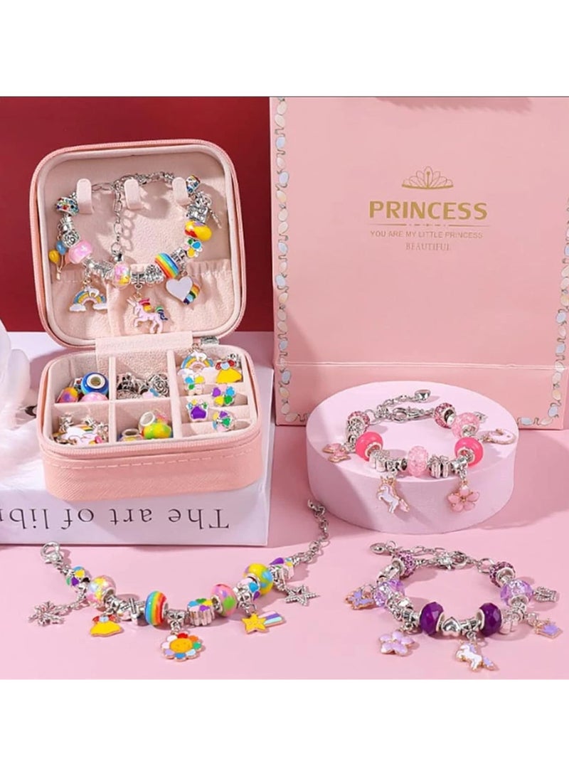 AUTOYSUR Bracelet Making Kit for Girls,68PCs Charm Bracelets Kit with Jewelry Box, Jewelry Charms, Bracelets for DIY Craft, Jewelry Gift for Adults and Kids，Present For 8-12 Year Old Girl (rainbow)  - Image 3
