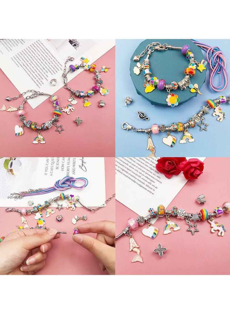 AUTOYSUR Bracelet Making Kit for Girls,68PCs Charm Bracelets Kit with Jewelry Box, Jewelry Charms, Bracelets for DIY Craft, Jewelry Gift for Adults and Kids，Present For 8-12 Year Old Girl (rainbow)  - Image 4