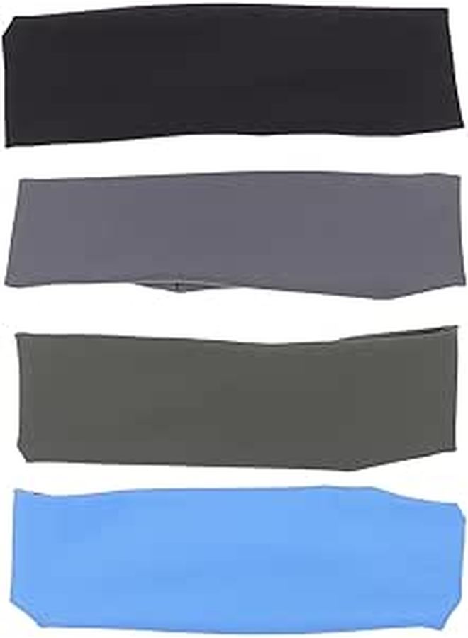 Unisex Moisture Wicking Headbands 4 Pack For Running Yoga Workout Black Gray Blue Green - Image 1