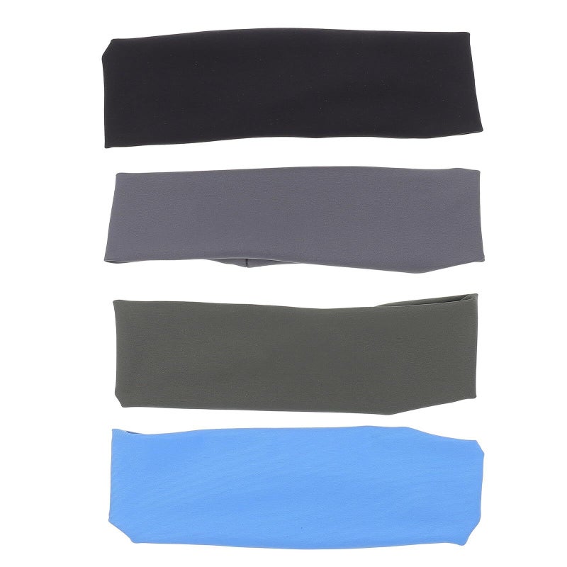 Unisex Moisture Wicking Headbands 4 Pack For Running Yoga Workout Black Gray Blue Green - Image 2