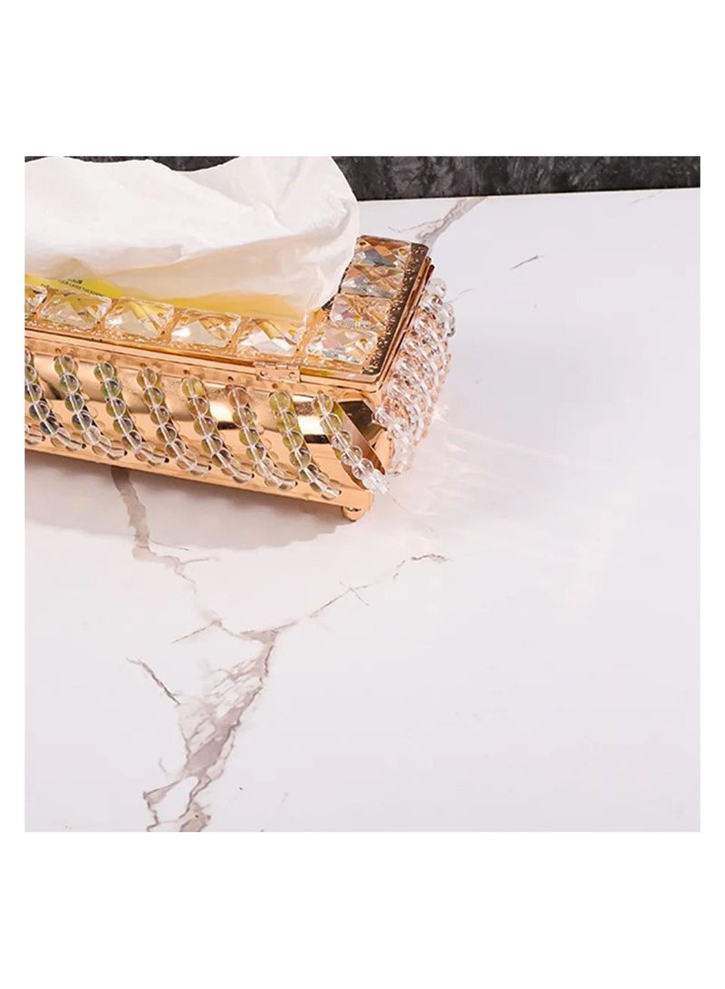 Spaceshoop Tissue Box Holder with Crystal Glass Beads Paper Napkin Holder for Car Crystal Napkin Holder Facial Tissue Holder Tissue Box Holder for Bathroom Kitchen Dining Room - Image 2