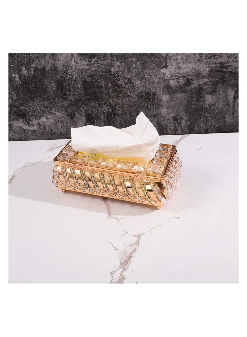 Spaceshoop Tissue Box Holder with Crystal Glass Beads Paper Napkin Holder for Car Crystal Napkin Holder Facial Tissue Holder Tissue Box Holder for Bathroom Kitchen Dining Room - Image 3