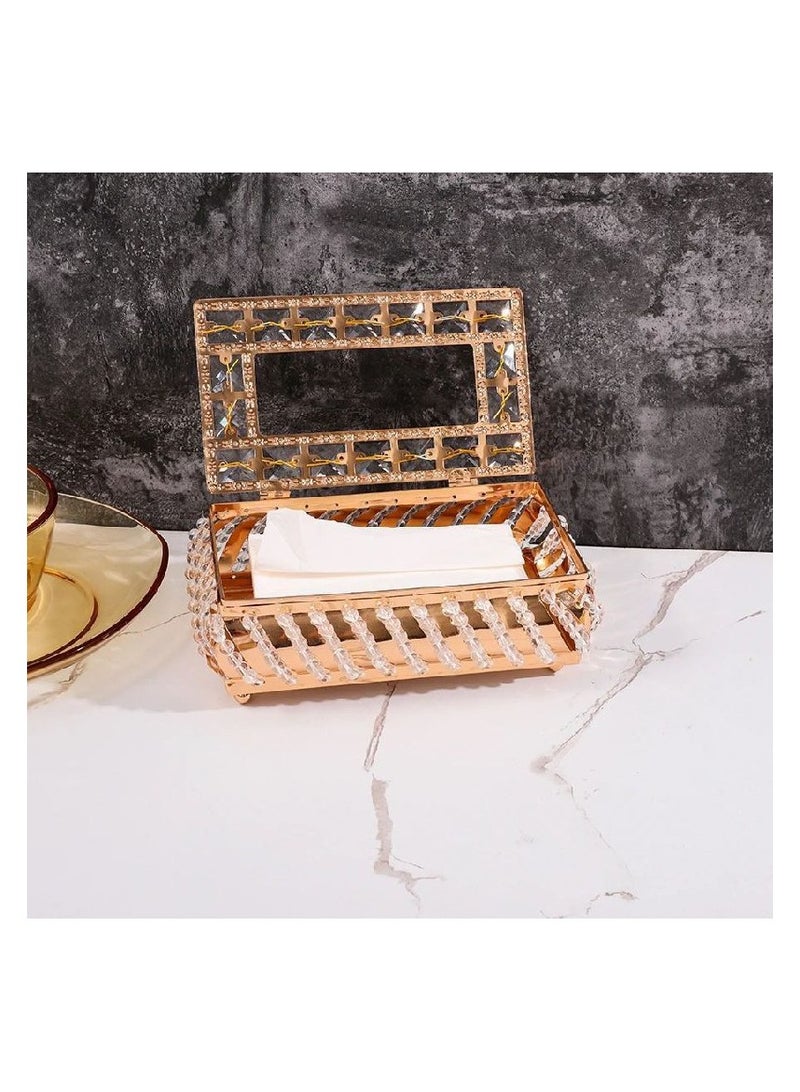 Spaceshoop Tissue Box Holder with Crystal Glass Beads Paper Napkin Holder for Car Crystal Napkin Holder Facial Tissue Holder Tissue Box Holder for Bathroom Kitchen Dining Room - Image 4