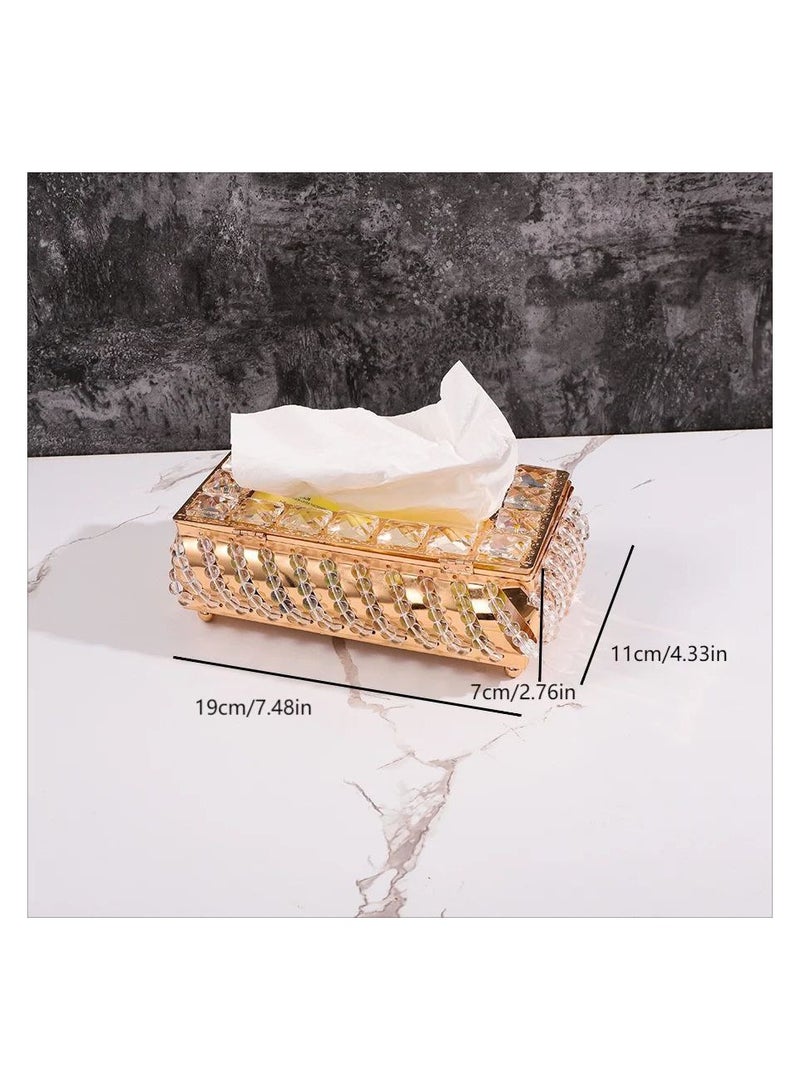 Spaceshoop Tissue Box Holder with Crystal Glass Beads Paper Napkin Holder for Car Crystal Napkin Holder Facial Tissue Holder Tissue Box Holder for Bathroom Kitchen Dining Room - Image 5