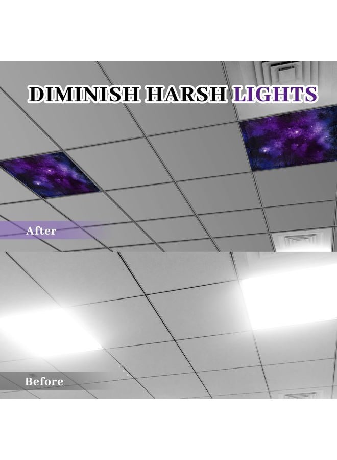 Baquler 2 Pcs 2 x 2 ft Fluorescent Light Covers for Ceiling Lights Classroom Magnetic Light Filters for Reducing Harsh Glare Flicker for Office Classroom Home Drop Ceiling(Milky Way) - Image 3