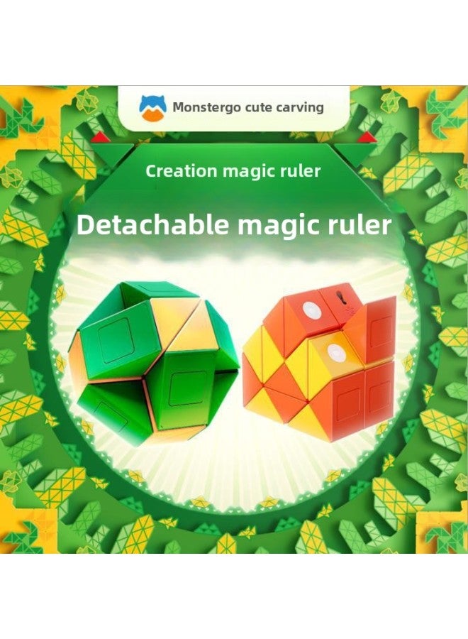Gan Moe Engraved Magic Ruler 24 Segment Created Magic Snake MG TwistPuzzle Snake Varieties Children's Toy-Color:MG Magic Ruler Premium Version (Red Orange) - Image 2