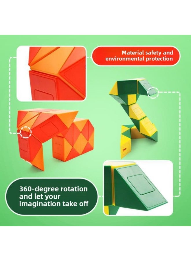 Gan Moe Engraved Magic Ruler 24 Segment Created Magic Snake MG TwistPuzzle Snake Varieties Children's Toy-Color:MG Magic Ruler Premium Version (Red Orange) - Image 3