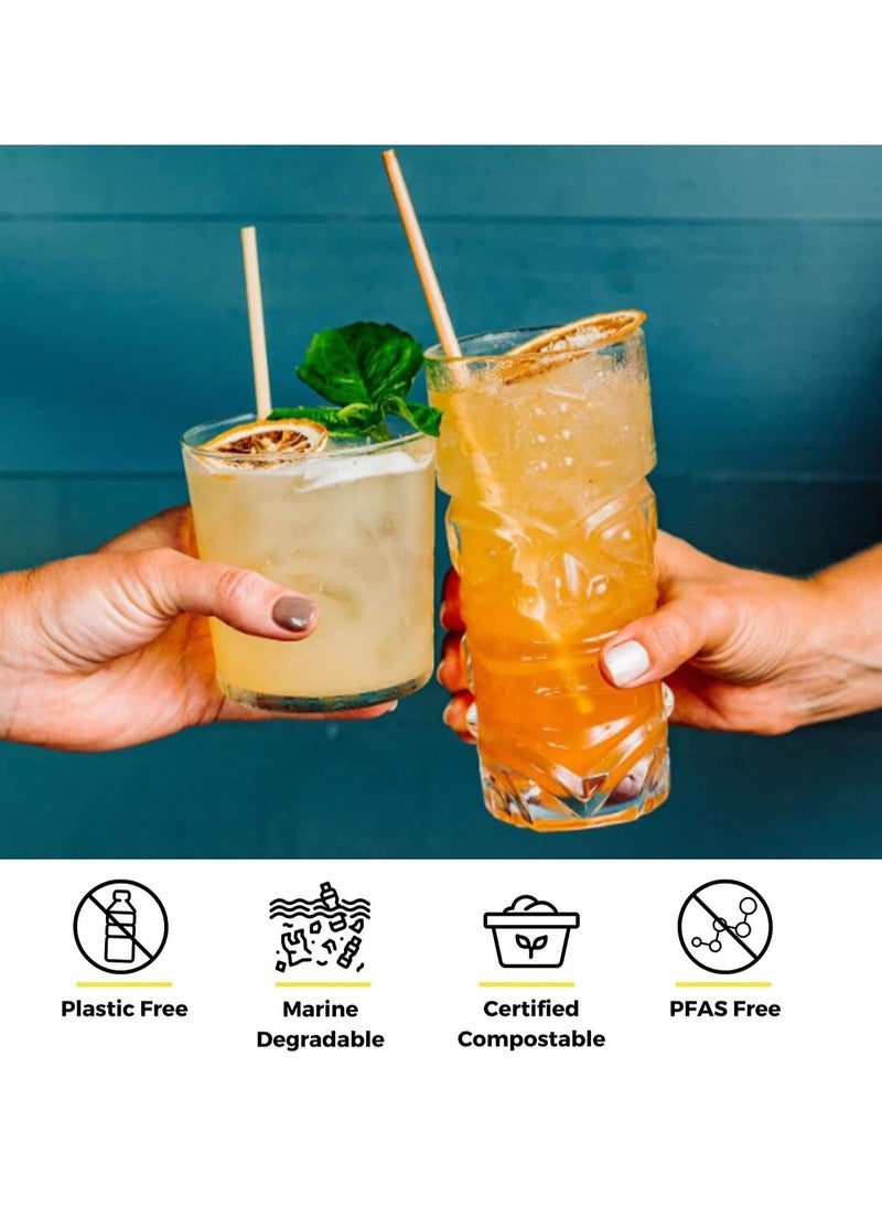 Wheat Straws-100 All-Natural Drinking Straws - Single use Disposable, Biodegradable and Compostable 18cm