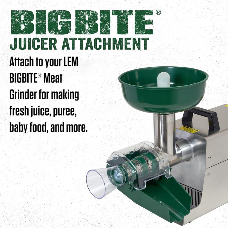 LEM LEM Products BigBite Juicer Attachment for Meat Grinders Juices Fruits and More Stainless Steel and Plastic Green and Silver  - Image 2