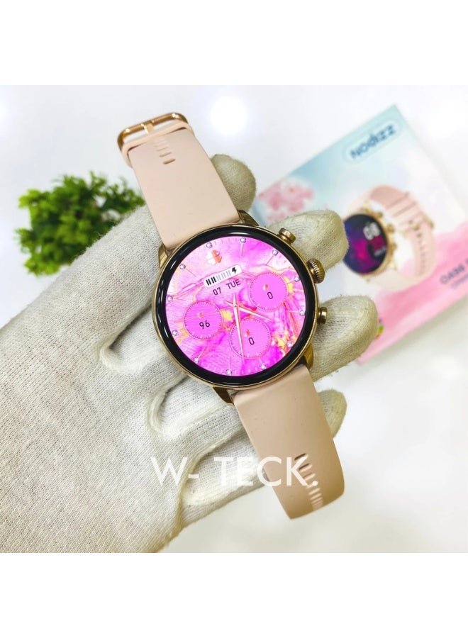 Nodizz OA96 Pro Smartwatch – 1.3-inch Super AMOLED Round Display, Bluetooth Calling & Health Tracking – Ramadan Special Edition – Includes 2 Interchangeable Straps – Rose Gold/Black - Image 2
